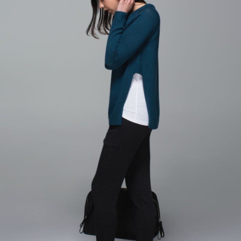 Lululemon Yin to You Merino Wool Crew Neck Side Slit Sweater